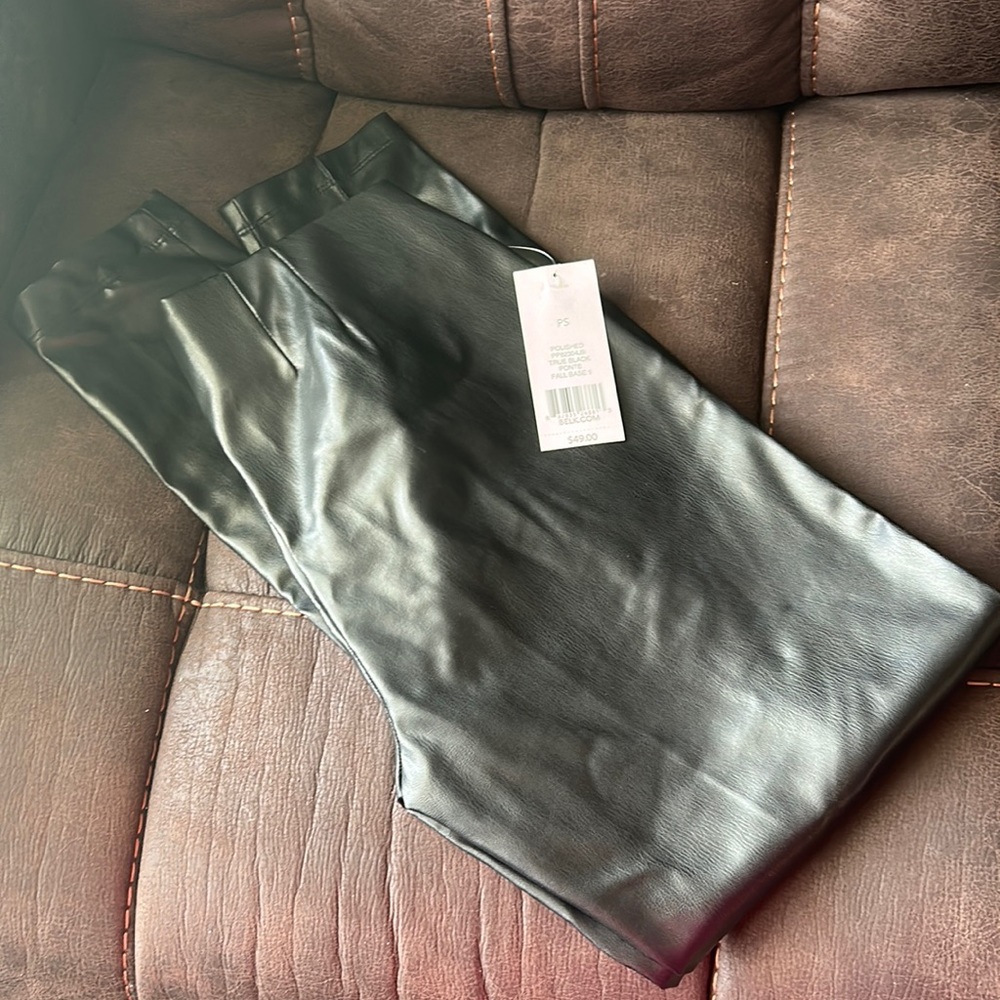 New Directions Faux Leather Black Pants PS